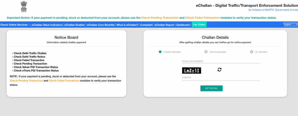 Challan payment vahandetails.com